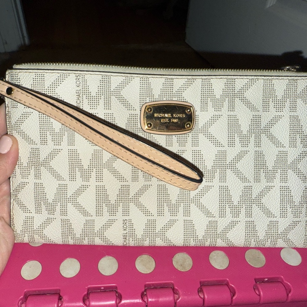 Michael Kors Monogram Cream Wristlet